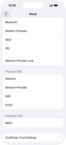 Your phone's EID number is displayed below EID.