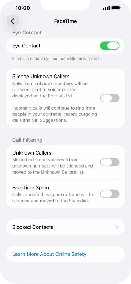 Press Blocked Contacts. Press Blocked Contacts.