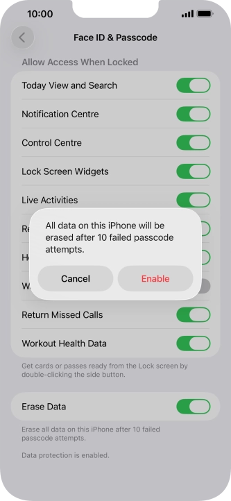 If you turn on the function, press Enable. If you turn on the function, press Enable.