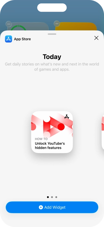 Slide your finger right or left on the screen to select the required widget size.