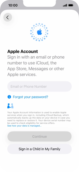 Press Email or Phone Number and key in the username for your Apple Account.