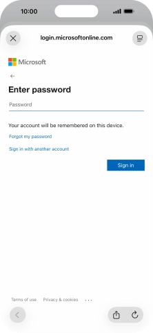 Press Password and key in the password for your email account.