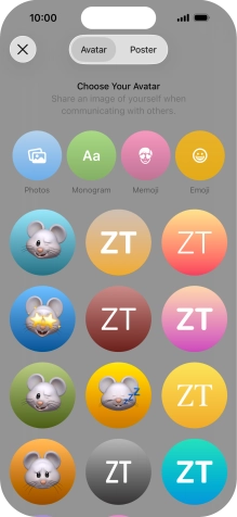 Press the required category and follow the instructions on the screen to select and save the required picture to your Contact Poster.