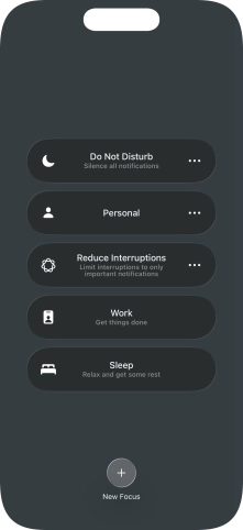 Press the required focus mode to activate or deactivate it immediately.