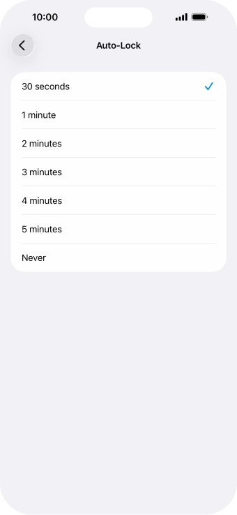 Press the required setting.