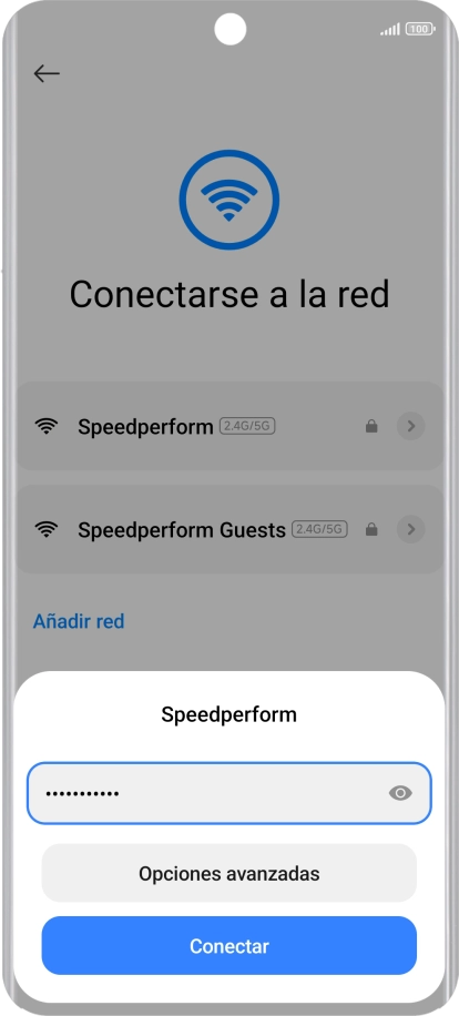 Introduce la contraseña de la red wifi y pulsa Conectar.