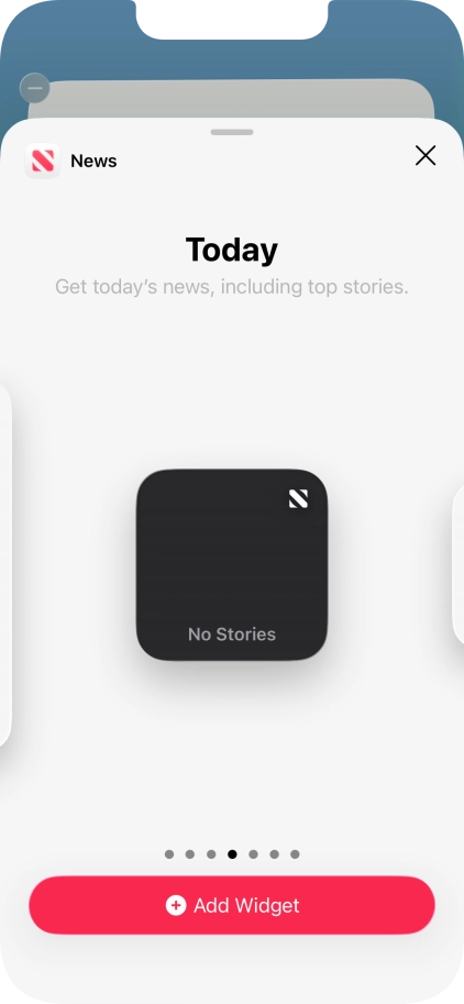 Slide your finger right or left on the screen to select the required widget size.