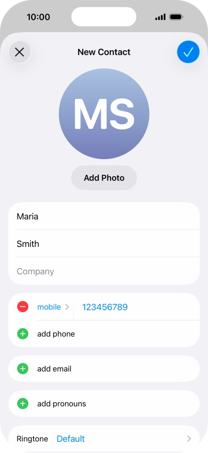 Press the confirm icon.