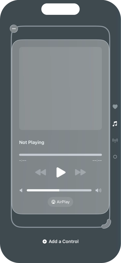 Press the remove icon on the required Control Centre page to remove it from Control Centre.