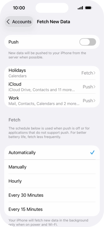 If you turn off the function, press the required setting.