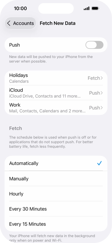 If you turn off the function, press the required setting.