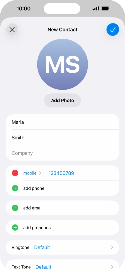 Press the confirm icon.