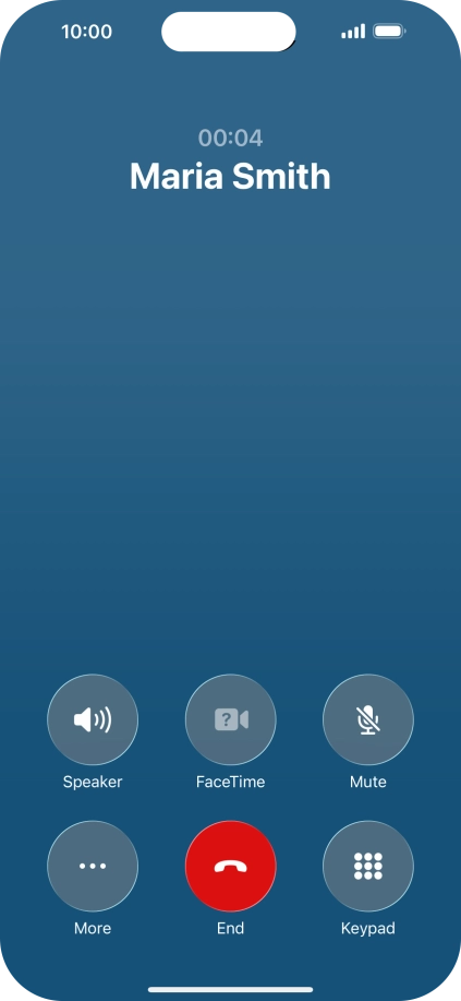 Press the end call icon to end the call and return to the home screen.