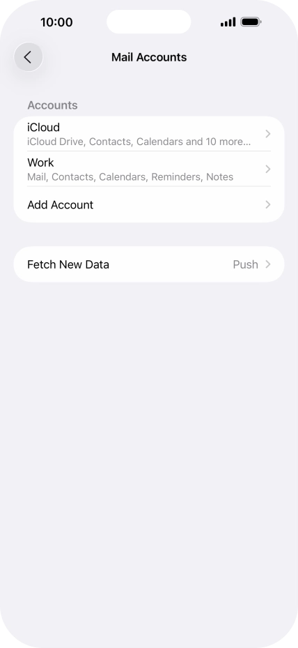Press the name of the Exchange email account you've just set up.