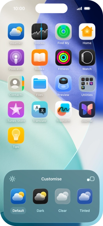 Press the required setting to select the size of app icons on the home screen.