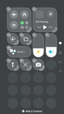Press Add a Control and follow the instructions on the screen to add the required function to Control Centre. Press Add a Control and follow the instructions on the screen to add the required function to Control Centre.