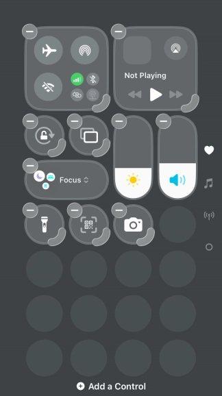 Press Add a Control and follow the instructions on the screen to add the required function to Control Centre. Press Add a Control and follow the instructions on the screen to add the required function to Control Centre.