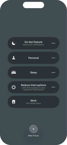 Press the required focus mode to activate or deactivate it immediately.