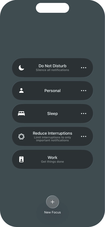 Press the required focus mode to activate or deactivate it immediately.