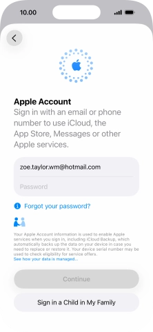 Press Password and key in the password for your Apple Account.