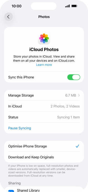 Press the indicator next to 