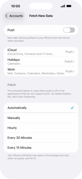 If you turn off the function, press the required setting.