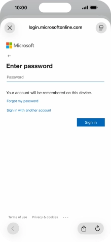 Press Password and key in the password for your email account.