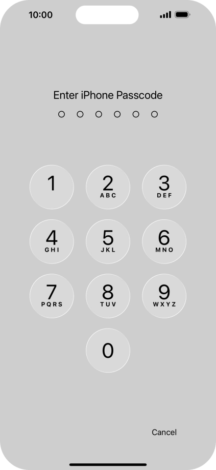 Use the phone lock code you created.
