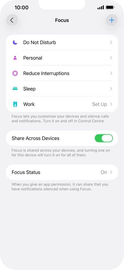 Press the required focus mode.