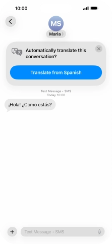 Your phone automatically detects a foreign language and suggests translating the conversation.