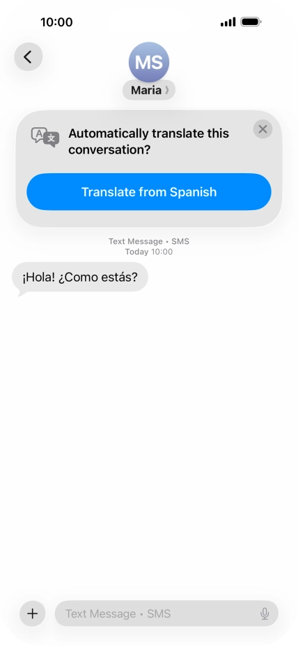 Your phone automatically detects a foreign language and suggests translating the conversation.
