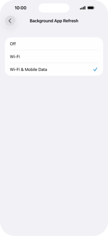 To turn off background refresh of apps, press Off.