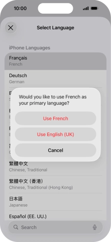 To select the new language as the default phone language, press Use ‹language›. To select the new language as the default phone language, press Use ‹language›.