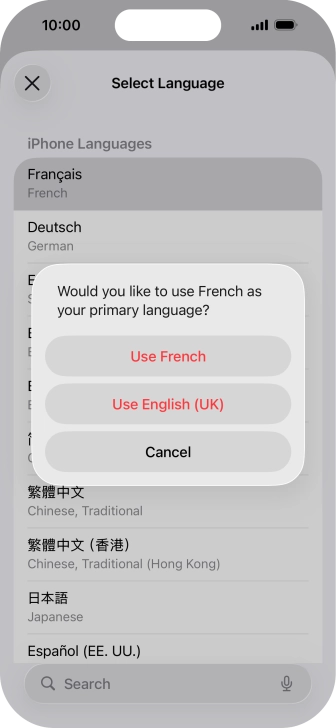 To select the new language as the default phone language, press Use ‹language›. To select the new language as the default phone language, press Use ‹language›.