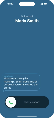 The call will be forwarded to your voicemail, and a transcription of the recorded message is displayed.