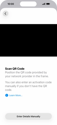 Place the QR code you've received inside the phone camera frame to scan the code. Your eSIM is transferred to your new phone over the internet.