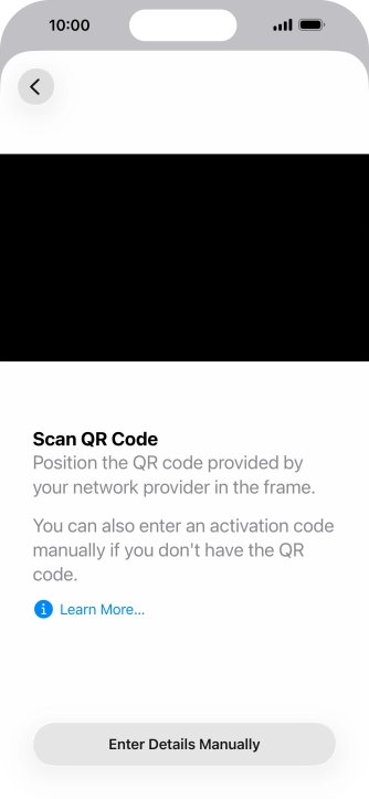 Place the QR code you've received inside the phone camera frame to scan the code. Your eSIM is transferred to your new phone over the internet.
