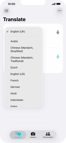 Press the required source language. Press the required source language.