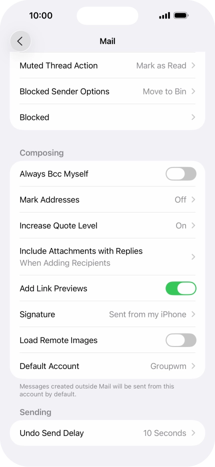 Press Default Account.