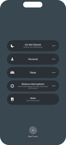 Press the required focus mode to activate or deactivate it immediately.