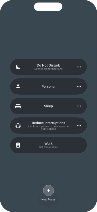 Press the required focus mode to activate or deactivate it immediately.