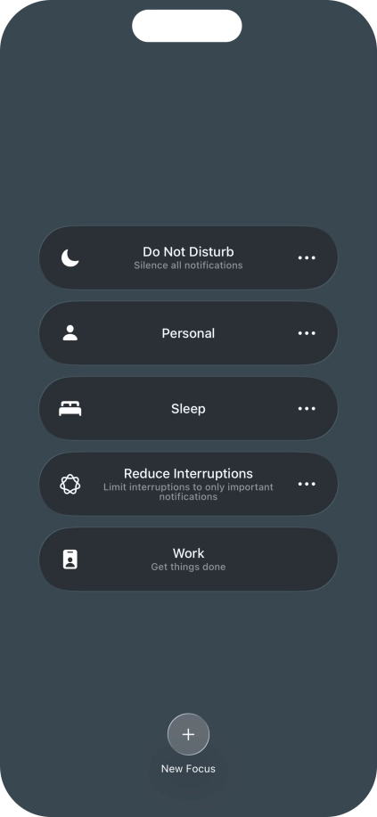 Press the required focus mode to activate or deactivate it immediately.