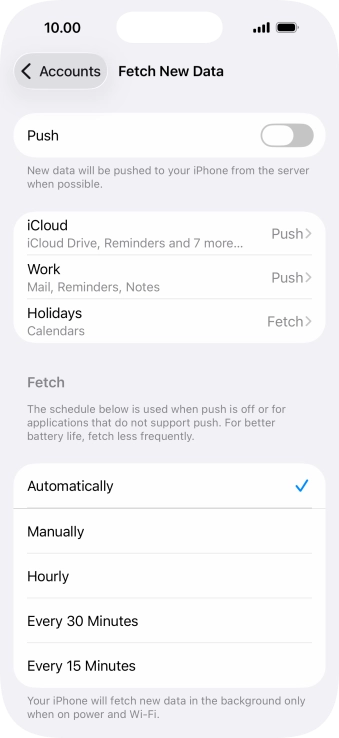 If you turn off the function, press the required setting.