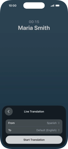 Press Start Translation to use Live Translation during your call.