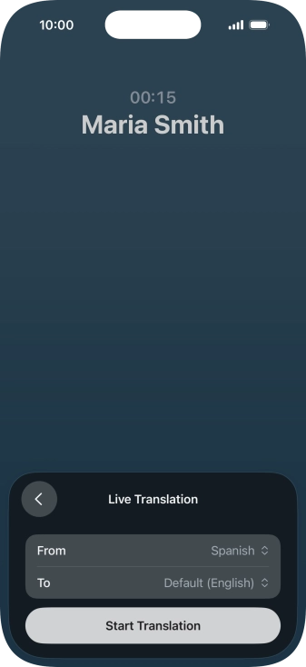 Press Start Translation to use Live Translation during your call.