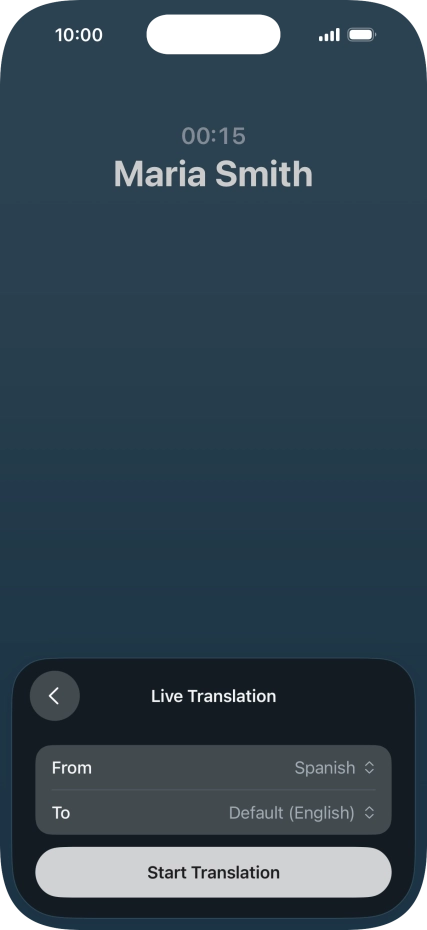 Press Start Translation to use Live Translation during your call.