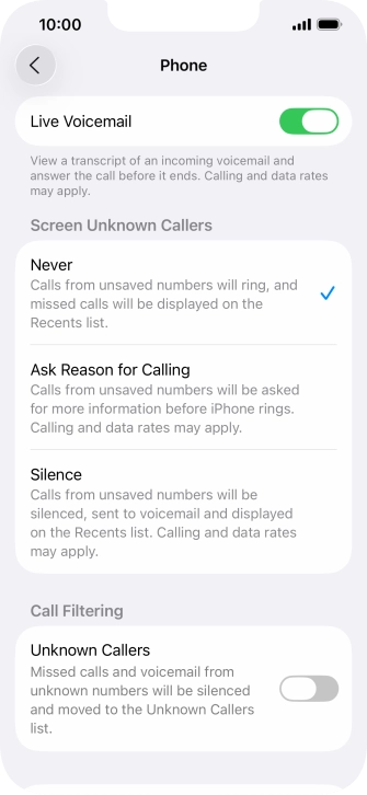 Press Silence to turn on the function.