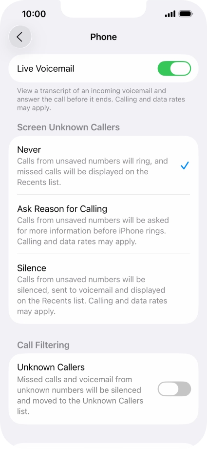 Press Silence to turn on the function.