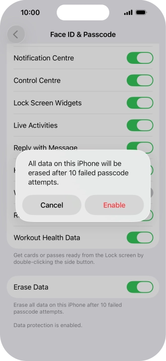 If you turn on the function, press Enable. If you turn on the function, press Enable.