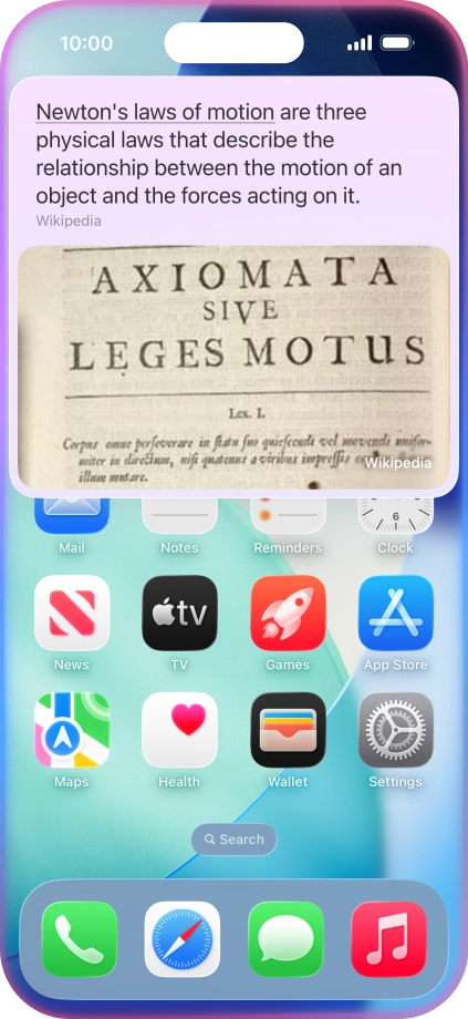 Ask questions or ask Siri to find information on the internet. Ask questions or ask Siri to find information on the internet.